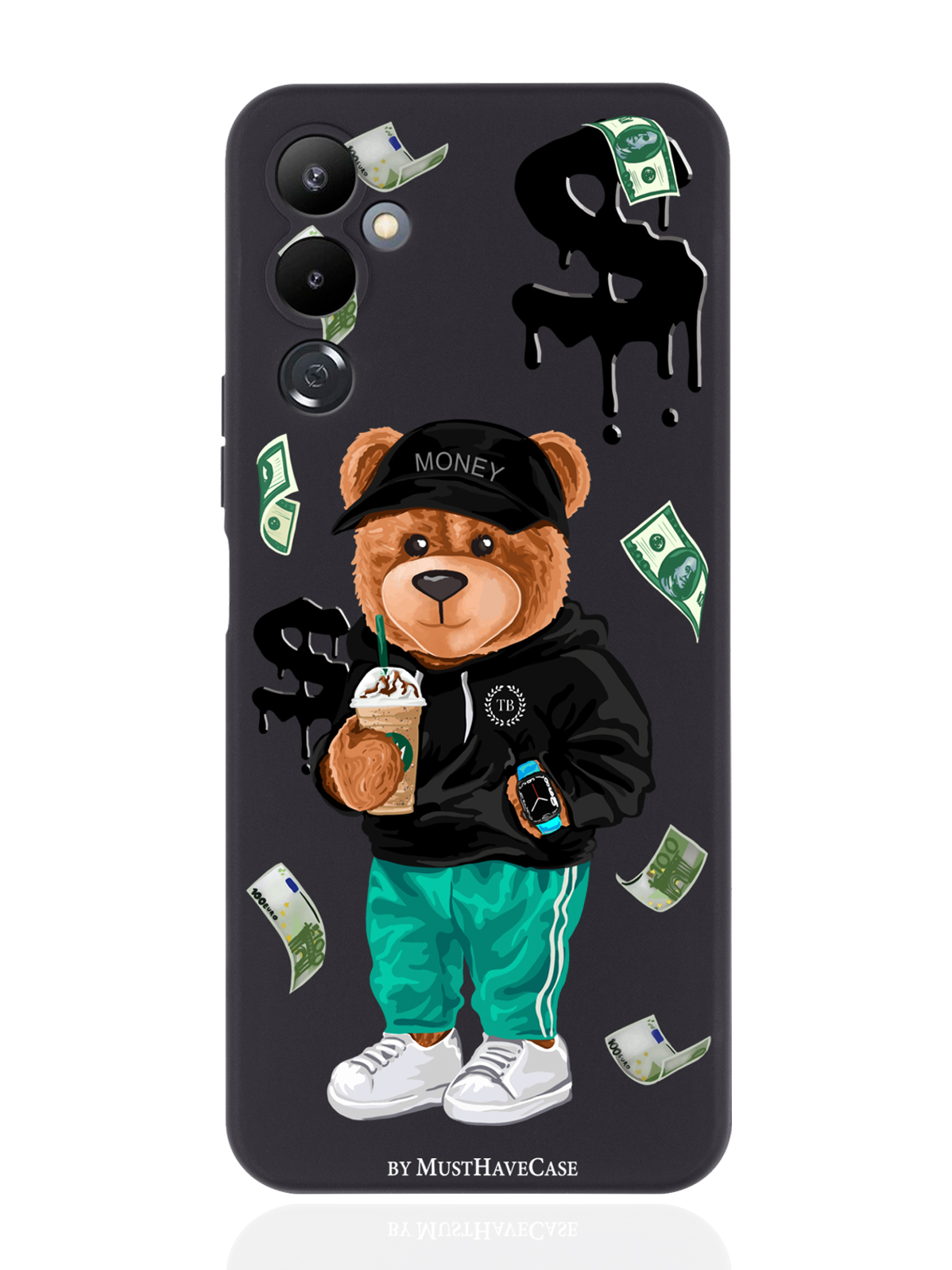 

Чехол MustHaveCase для Tecno Pova 4 Tony Bear/Мишка Тони черный, Черный;зеленый;коричневый