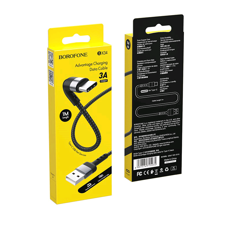 

Кабель BX34 USB Type-C 1M Borofone черный
