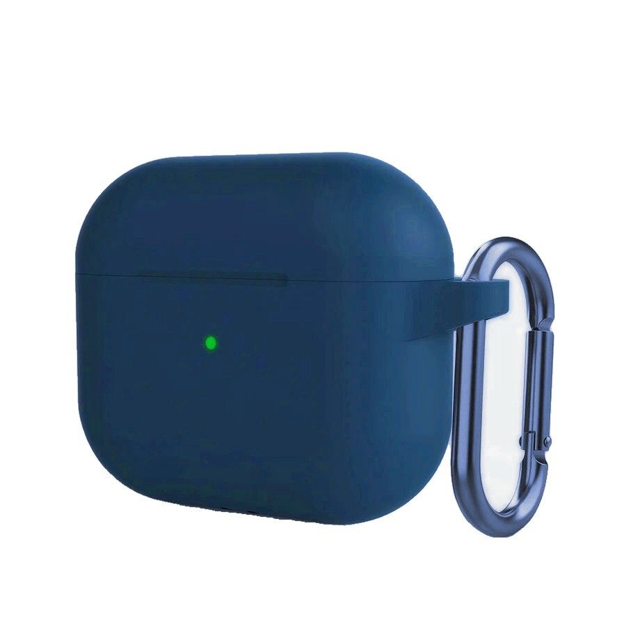 

Силиконовый чехол для AirPods 3 c карабином темно-синий