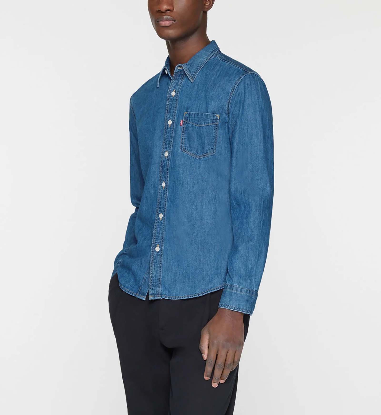 

Рубашка мужская Levis Sunset 1 Pkt Slim Shirt синяя L, Sunset 1 Pkt Slim Shirt
