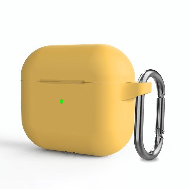 

Силиконовый чехол для AirPods 3 c карабином жёлтый