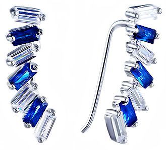 

Серьги женские из серебра Джей Ви E-BA2090, фианит, E-BA2090
