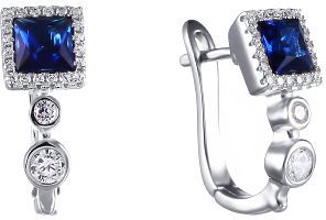 

Серьги женские из серебра Джей Ви SE27093-Y2, фианит, SE27093-Y2