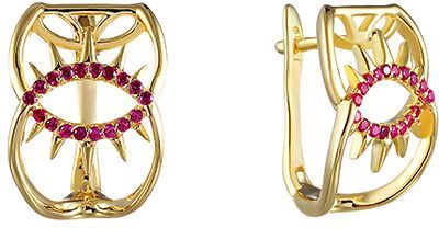 

Серьги женские из серебра Джей Ви 00356E, фианит, 00356E