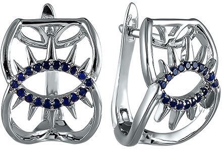 

Серьги женские из серебра Джей Ви 00356E, фианит, 00356E