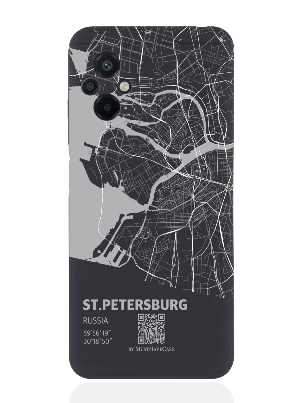 

Чехол MustHaveCase для Poco M5 Карта Санкт-Петербурга черный, Серый;черный