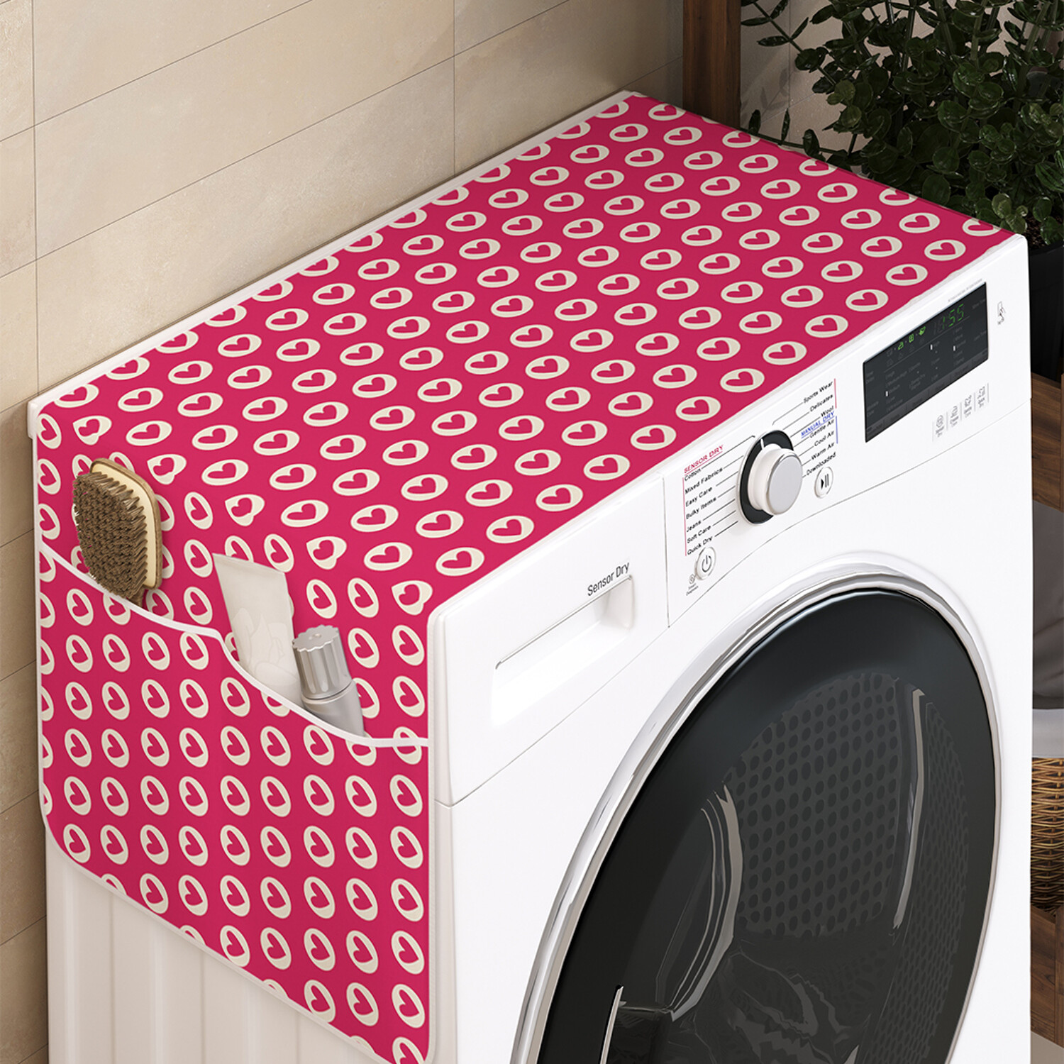 

Чехол накидка для стиральной машины Ambesonne с рисунком 35 на 120, Многообразие сердец