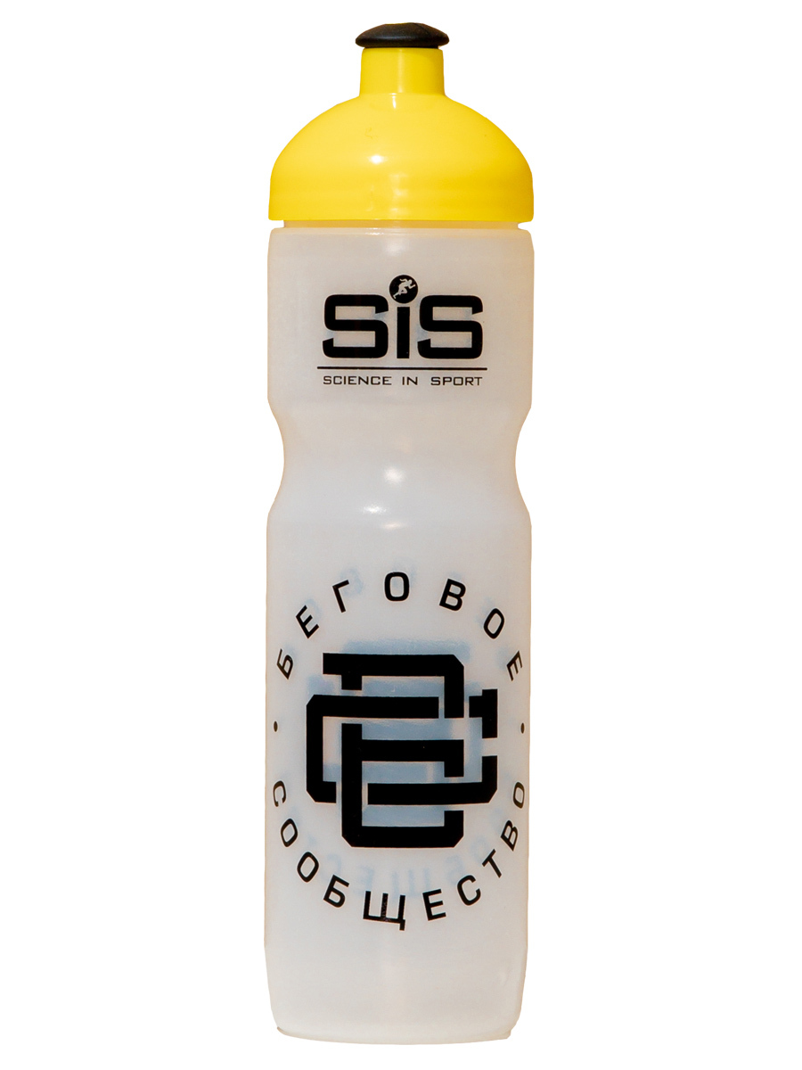 SiS Бутылка спортивная для воды (желтая) 400мл / Фляга пластиковая Беговое сообщество