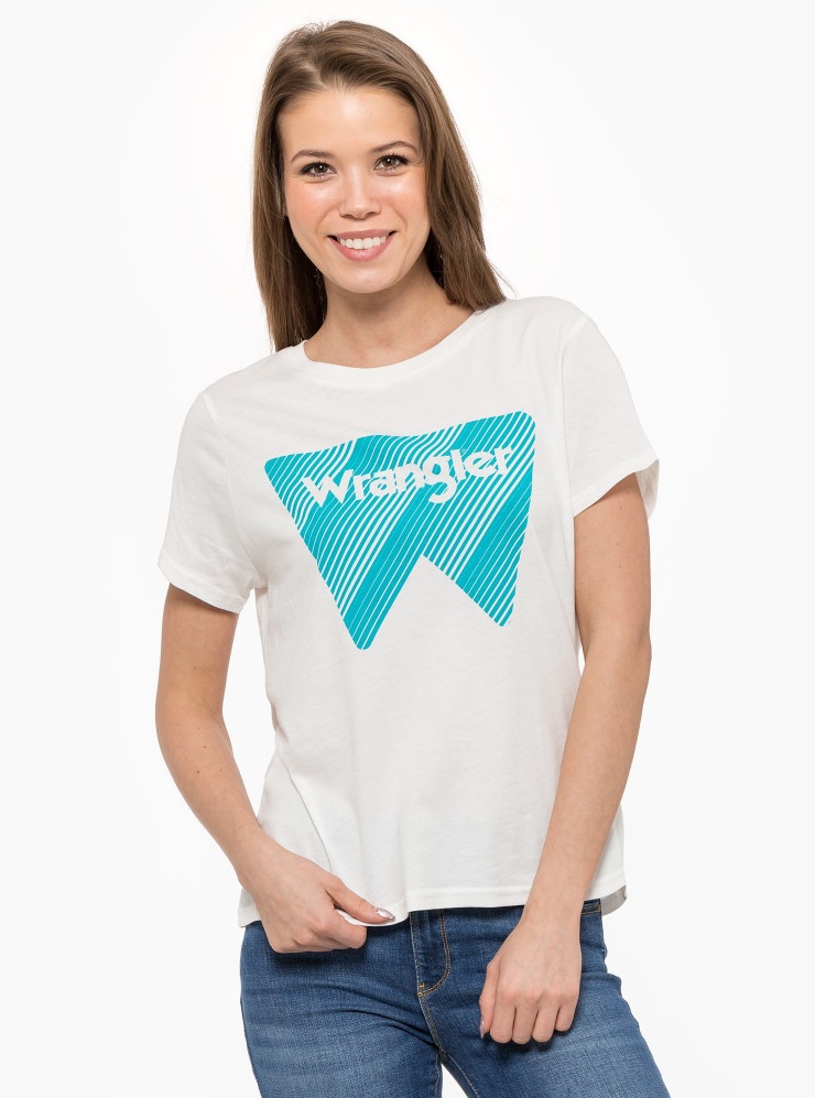 фото Футболка женская wrangler ss graphic tee off white белая xs