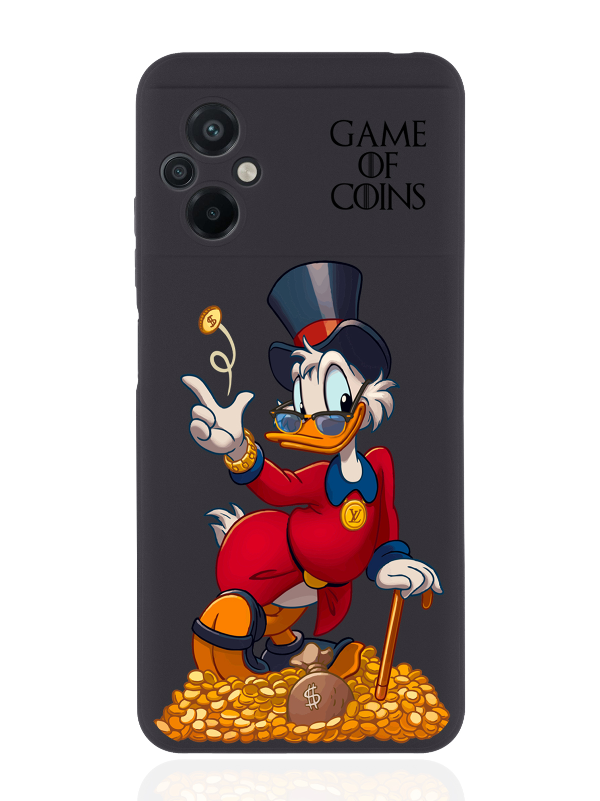 

Чехол MustHaveCase для Poco M5 Богатая Утка Игра монет черный, Разноцветный