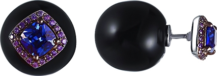 

Серьги женские из серебра Джей Ви EE018467, оникс/фианит, EE018467