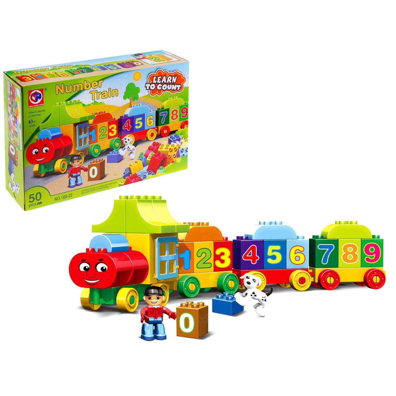 

Конструктор Kids Home Toys Числовой поезд, учимся считать, 50 деталей 867520