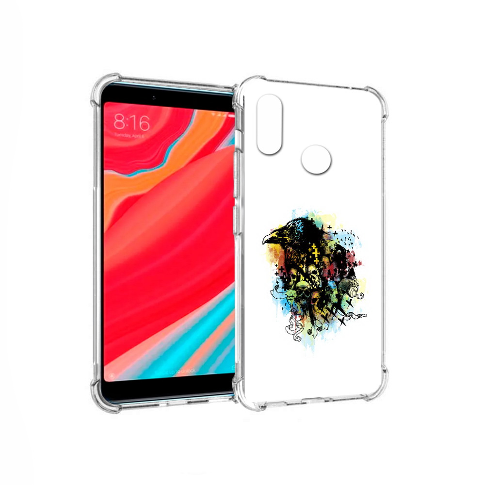 

Чехол MyPads Tocco для Xiaomi Redmi S2 ворон и черепа (PT111025.312.273), Прозрачный, Tocco