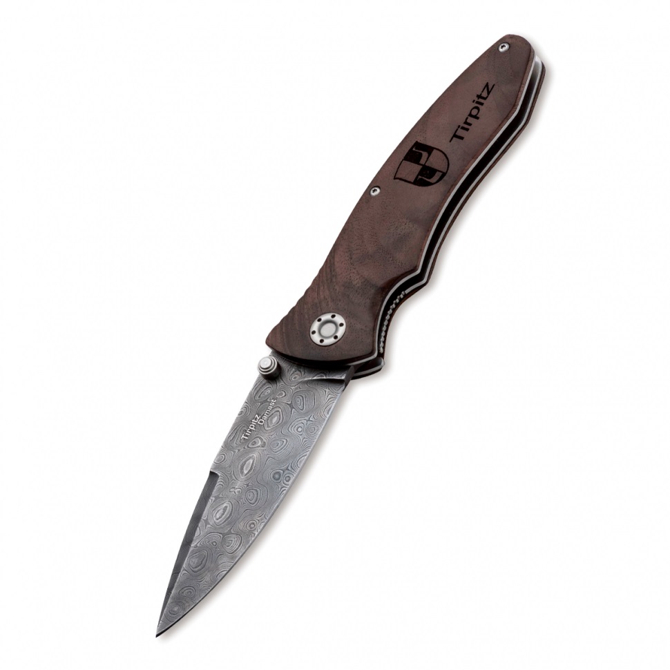 

Туристический нож Boker Tirpitz, damascus wood, Коричневый, Tirpitz