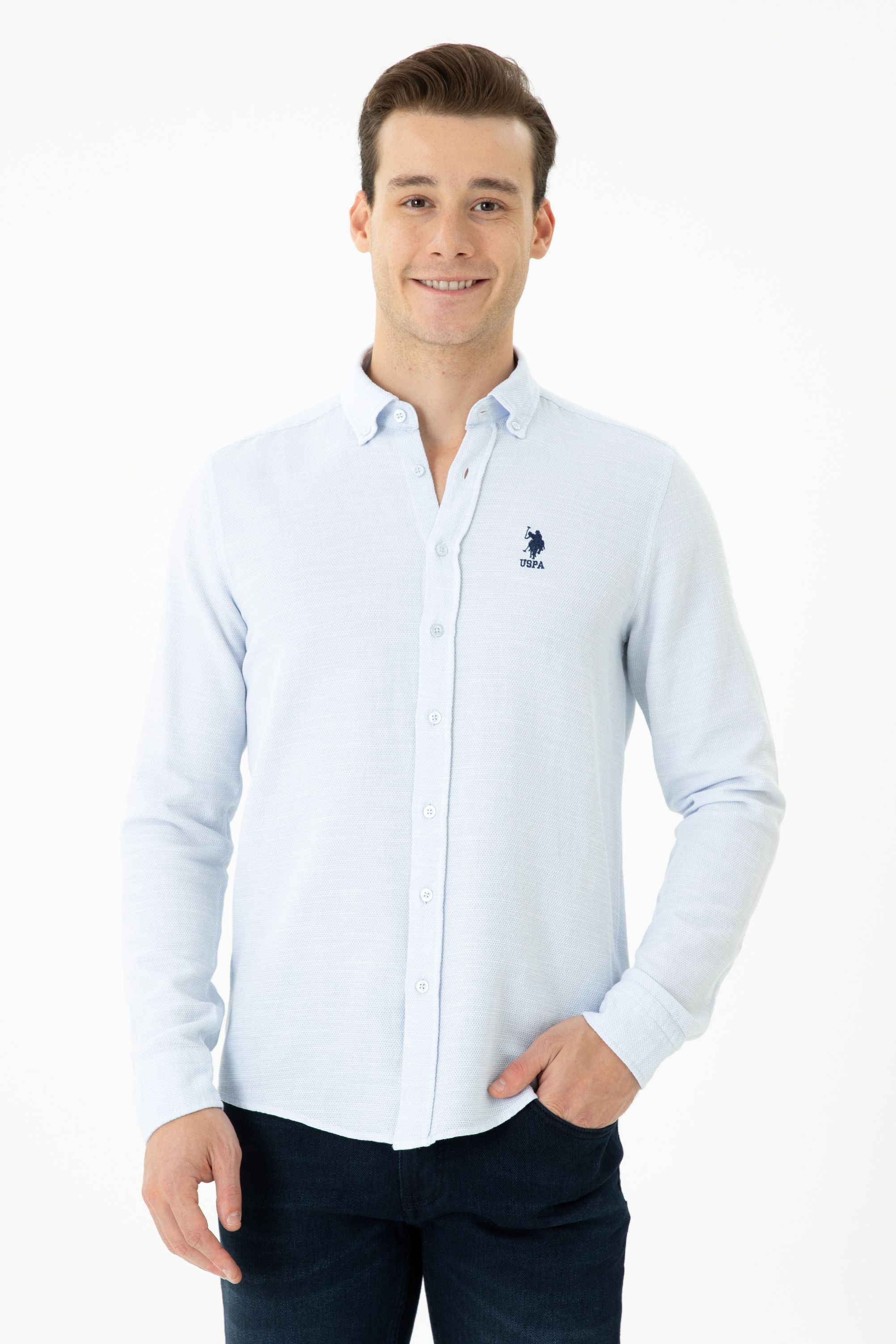 

Рубашка мужская US Polo Assn G081GL0040ROOSMEN голубая M, Голубой, G081GL0040ROOSMEN