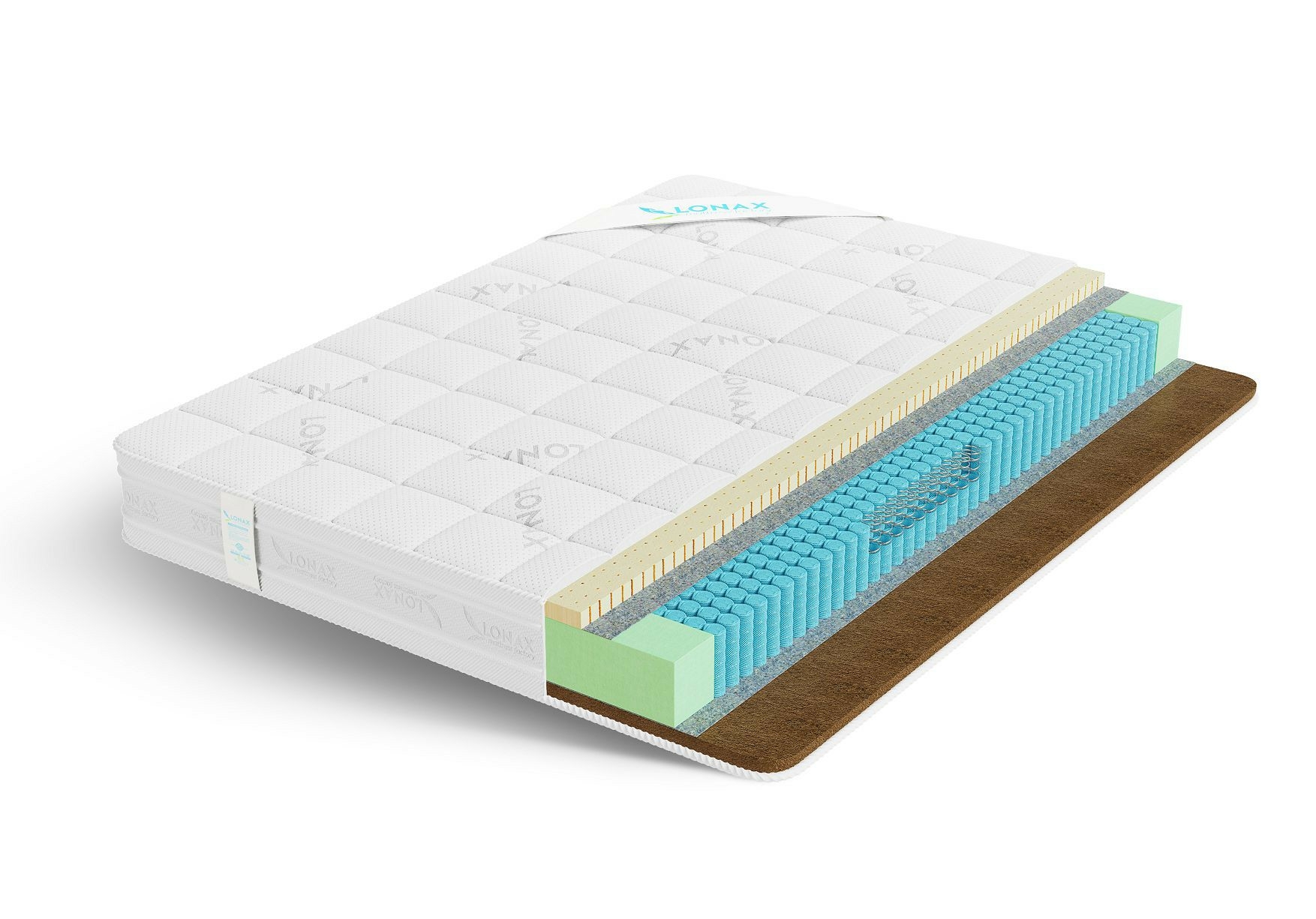 

Матрас Lonax Ассорти Latex Cocos S1000 110х205, Бежевый;белый;серый;серебристый, Latex Cocos S1000