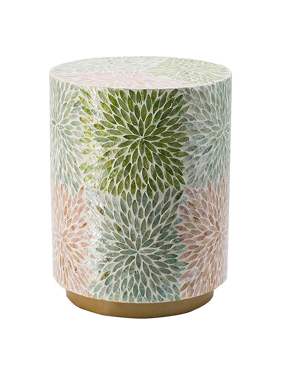 

Столик Glasar с отделкой раковинами устриц 35x35x45 см, МДФ