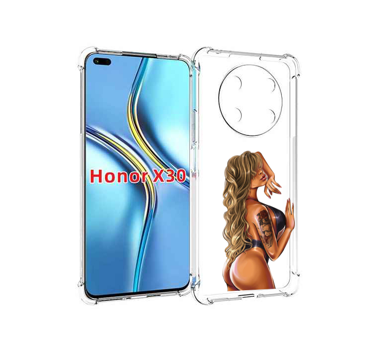 Чехол MyPads девушка-в-черном-кожаном-купальнике женский для Honor X30 / Magic4 Lite 5G