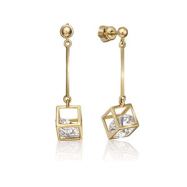 

Серьги из желтого золота с swarovski PLATINA jewelry 02-4382-00-501-1130-38, 02-4382-00-501-1130-38