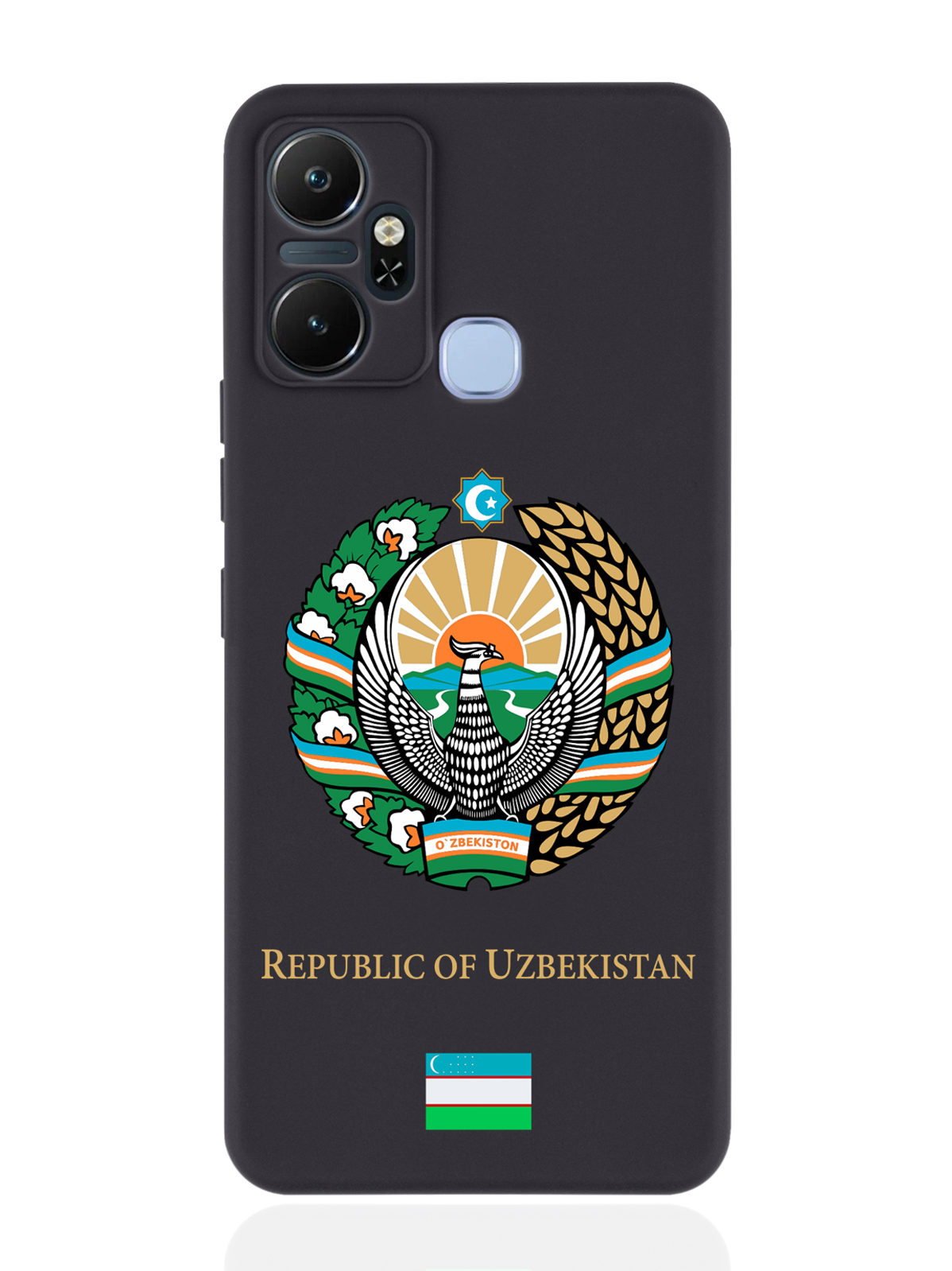 

Чехол SignumCase для Infinix Smart 6 Plus Герб Узбекистана черный, Разноцветный