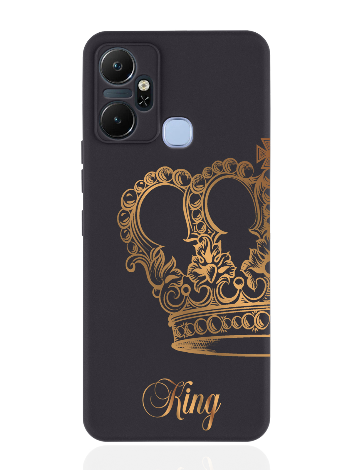 

Чехол MustHaveCase для Infinix Smart 6 Plus Парный чехол корона King черный, Черный;золотистый