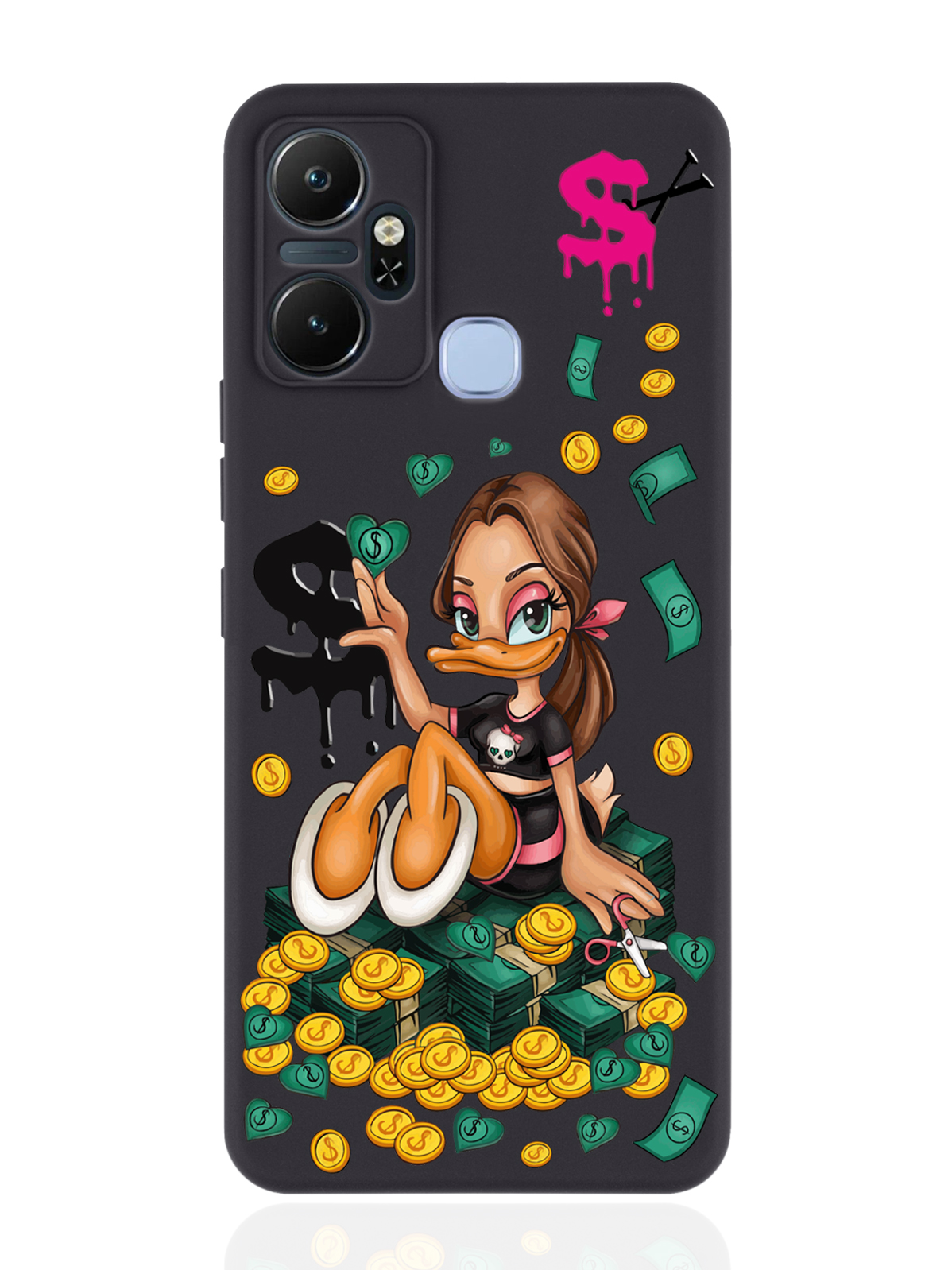 

Чехол MustHaveCase для Infinix Smart 6 Plus Уточка Девочка черный, Черный;желтый;зеленый