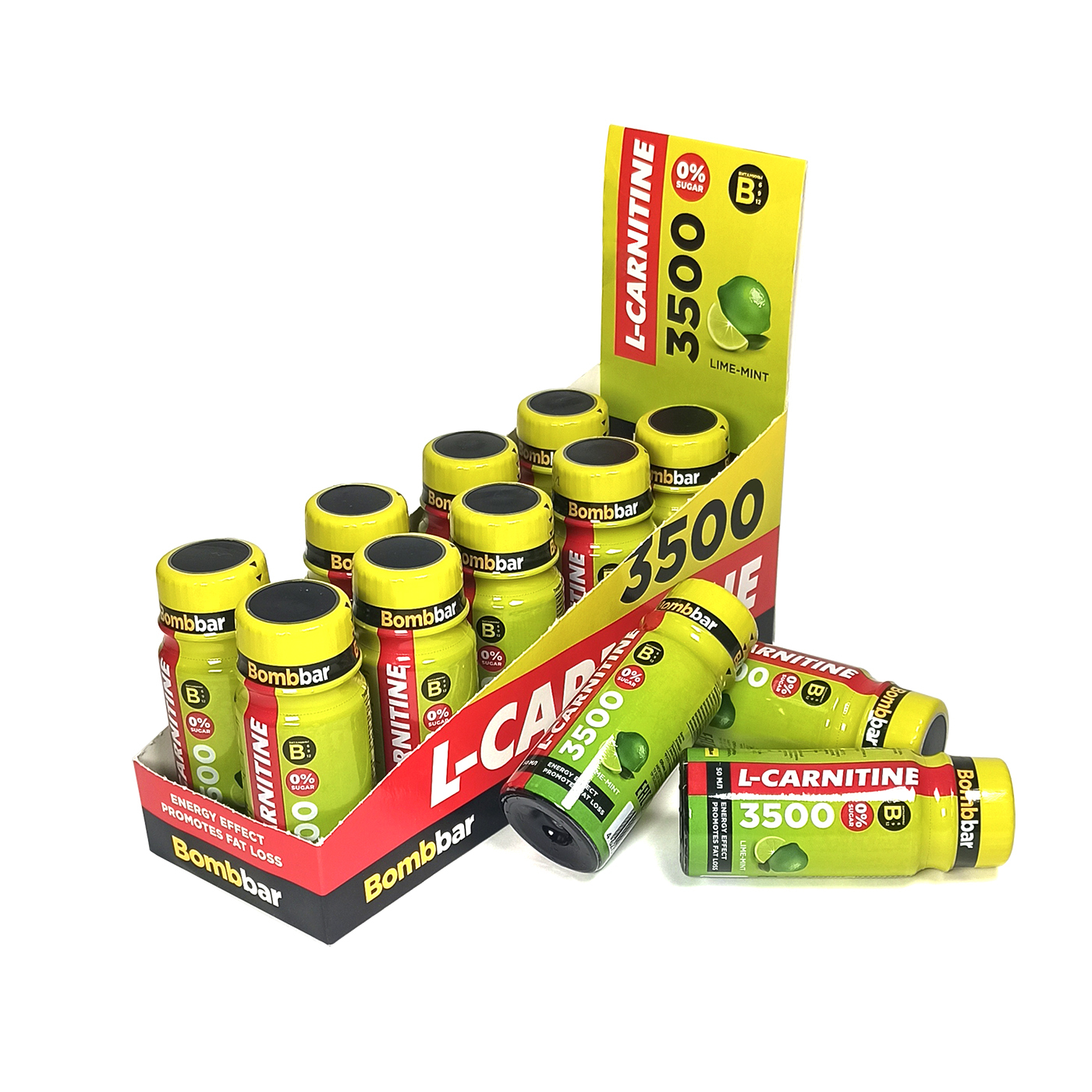 

Bombbar Жидкий L-Карнитин L-Carnitine, 12х50 мл (3500 мг) Лайм-мята