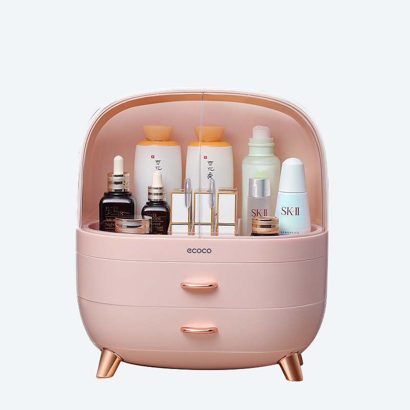 

Органайзер для хранения косметики и украшений ECOCO розовый c двумя ящиками