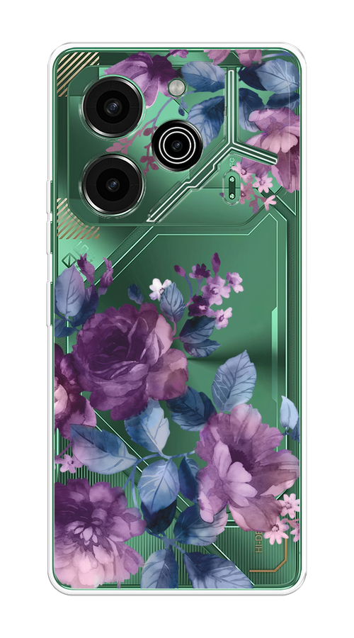 

Чехол на Tecno Pova 6 Pro 5G "Purple Blossoms", Синий;фиолетовый, 305250-1