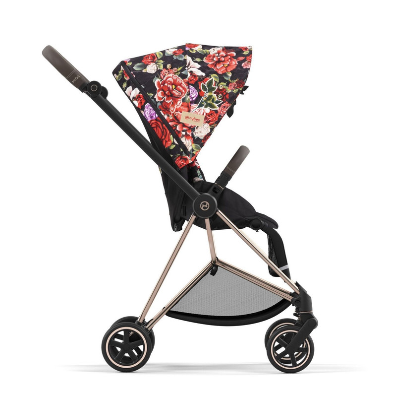 фото Прогулочная коляска cybex mios 3, шасси rose gold/ручка brown, spring blossom dark