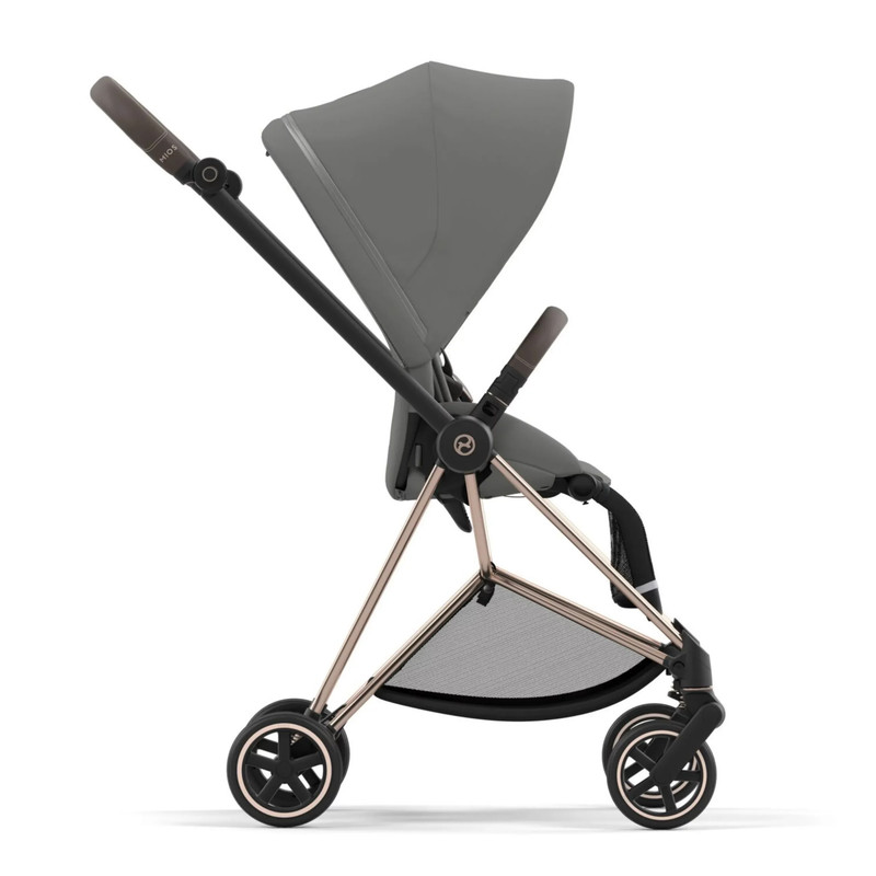 фото Прогулочная коляска cybex mios 3, шасси rose gold/ручка brown, soho grey