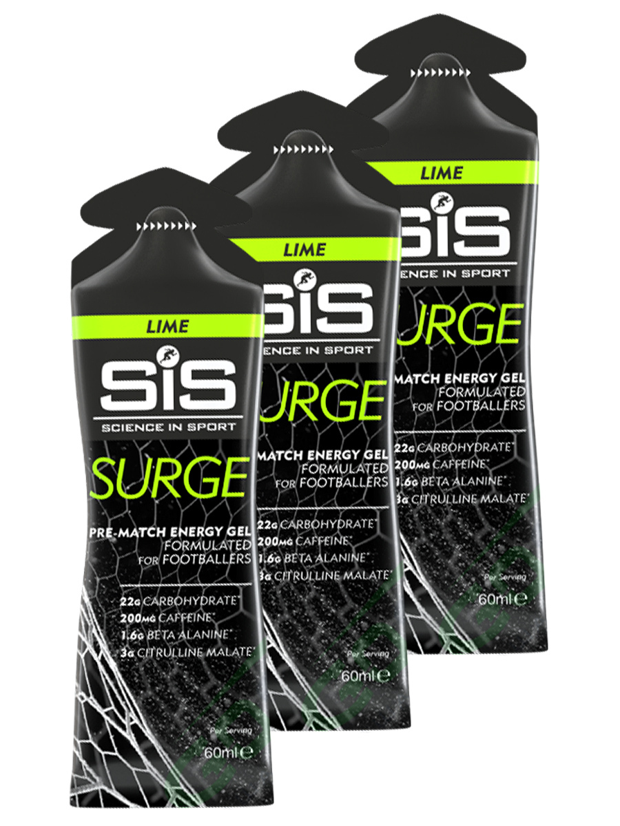 

Энергетический гель SiS, Gel Energy SURGE PRE-MATCH, 3шт по 60мл (Лайм)