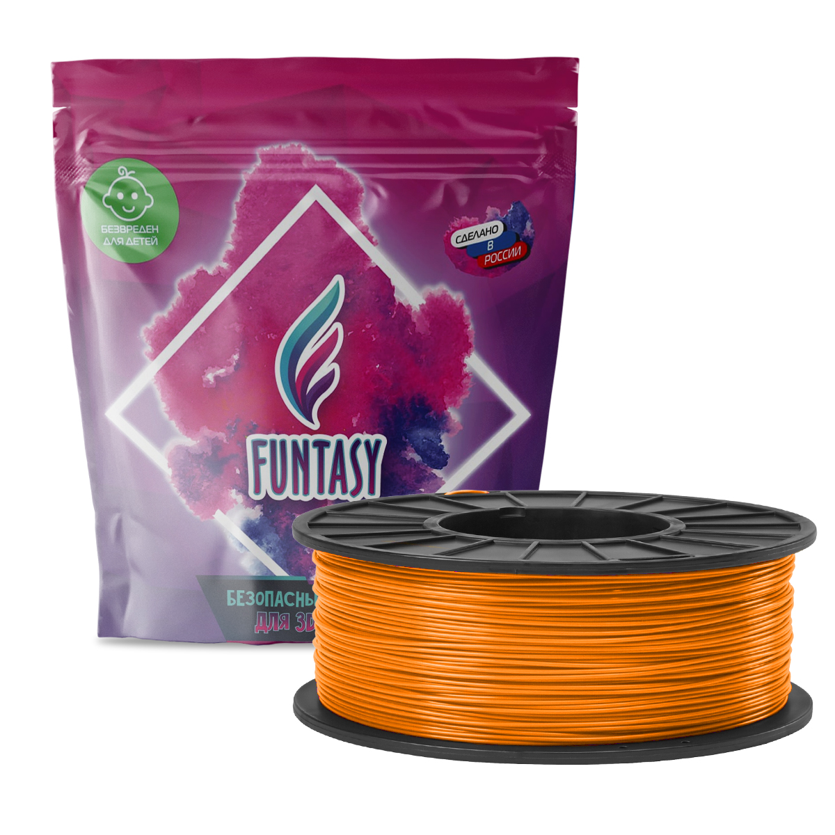 

Пластик в катушке Funtasy PETG,1.75 мм,1 кг, цвет Оранжевый, PETG-1KG