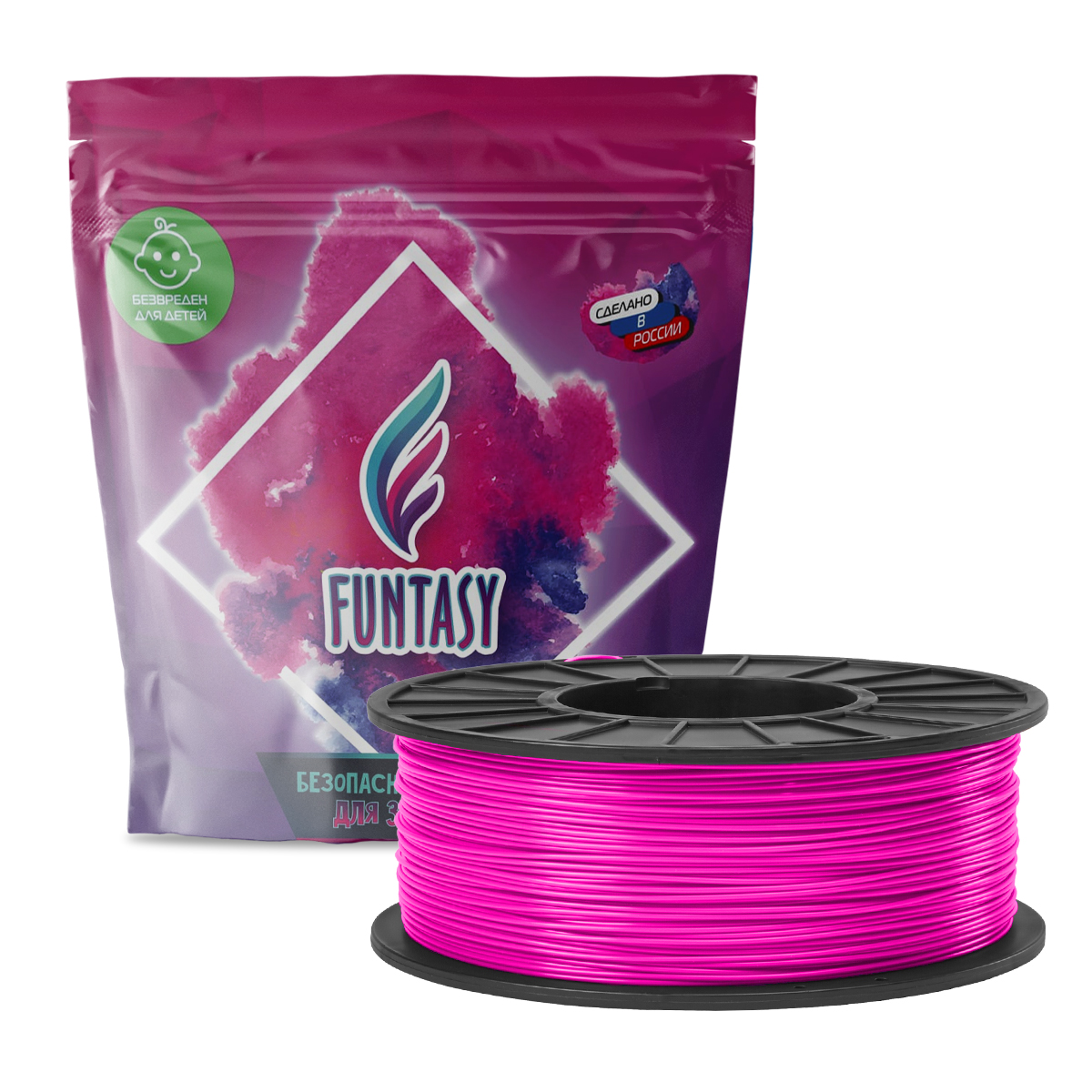 

Пластик в катушке Funtasy PETG,1.75 мм,1 кг, цвет Розовый, PETG-1KG