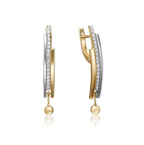 

Серьги из комбинированного золота с фианитом PLATINA jewelry 02-4354-00-401-1121-24, 02-4354-00-401-1121-24