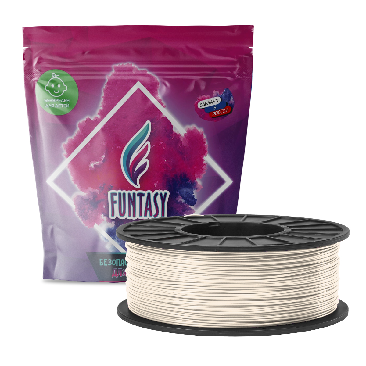 

Пластик в катушке Funtasy PETG,1.75 мм,1 кг, цвет Слоновая кость, PETG-1KG