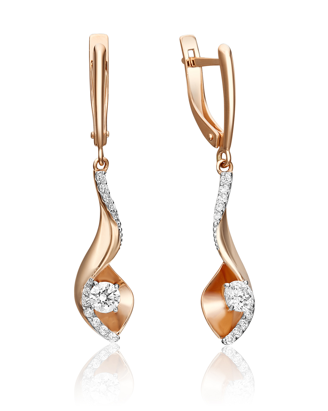 

Серьги подвески из красного золота с swarovski PLATINA jewelry 02-4348-00-501-1121-38, 02-4348-00-501-1121-38