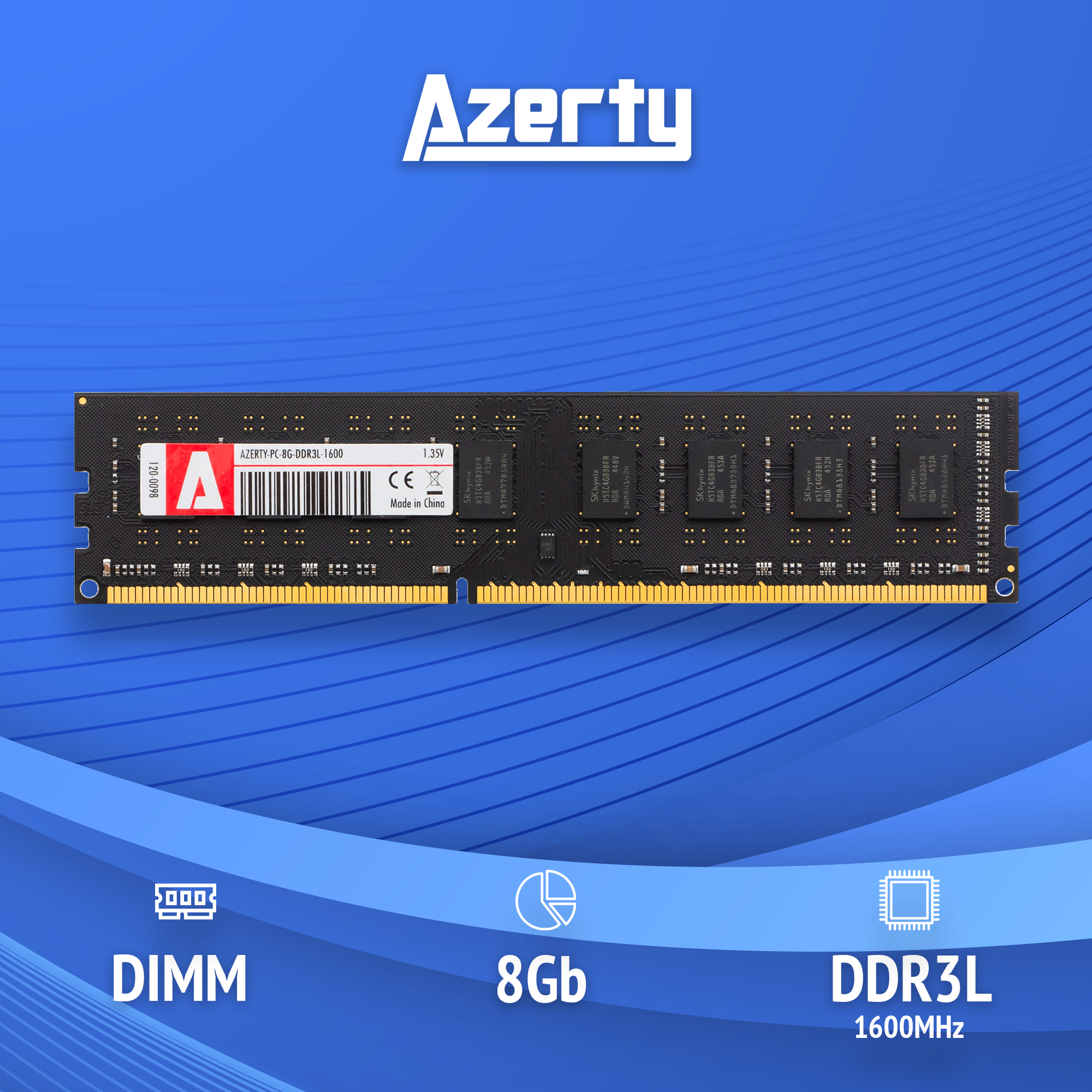 

Оперативная память Azerty PC3L-1600 (120-0098) DDR3L 1x8Gb 1600MHz, PC3L-1600