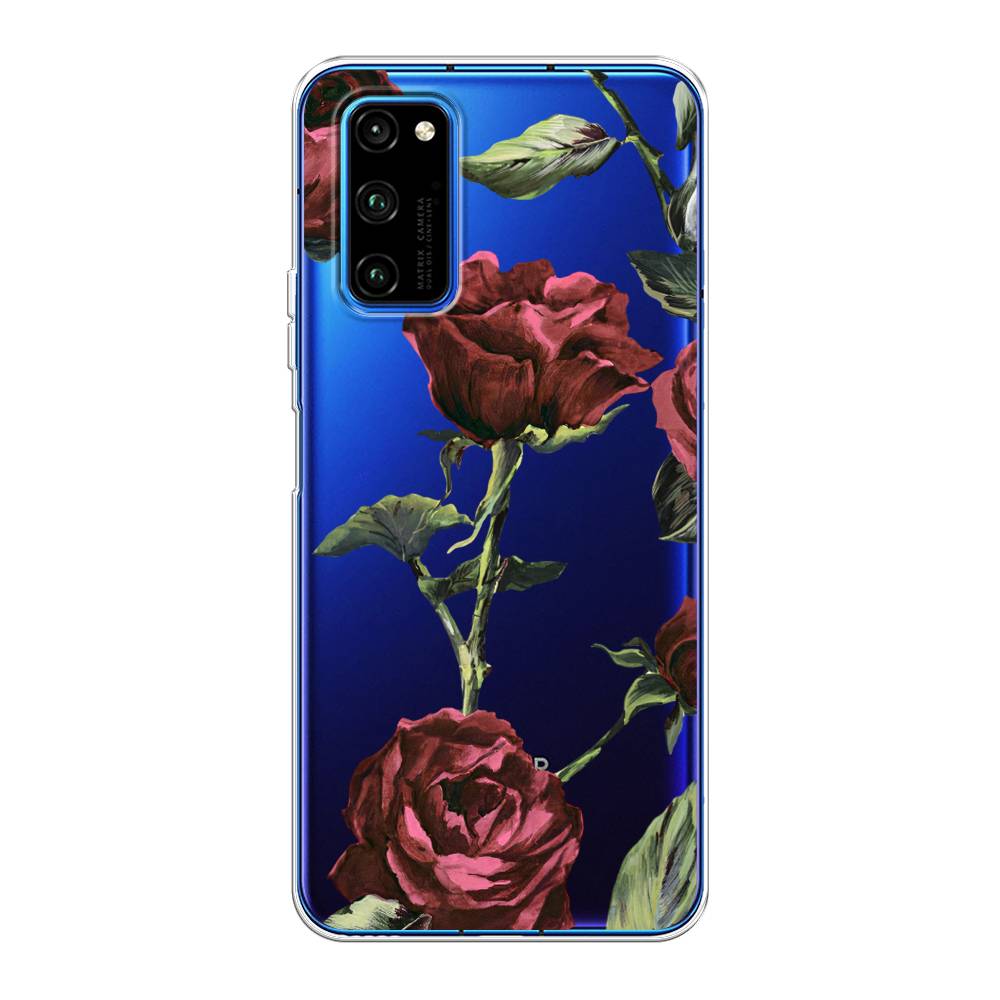 

Чехол Awog на Huawei Honor V30 Pro "Бордовые розы фон", Красный, 611450-8