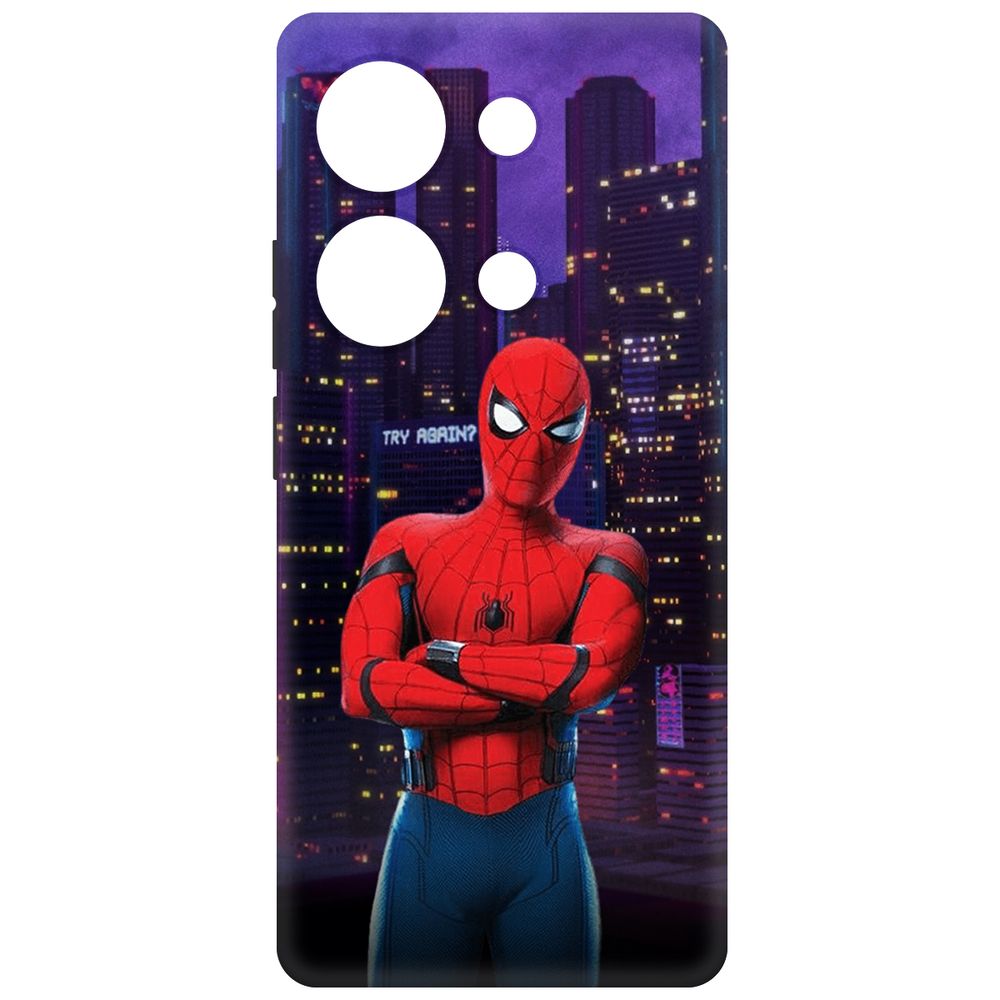 

Чехол-накладка Krutoff Soft Case Человек-Паук. На крыше для Poco M6 Pro 4G черный