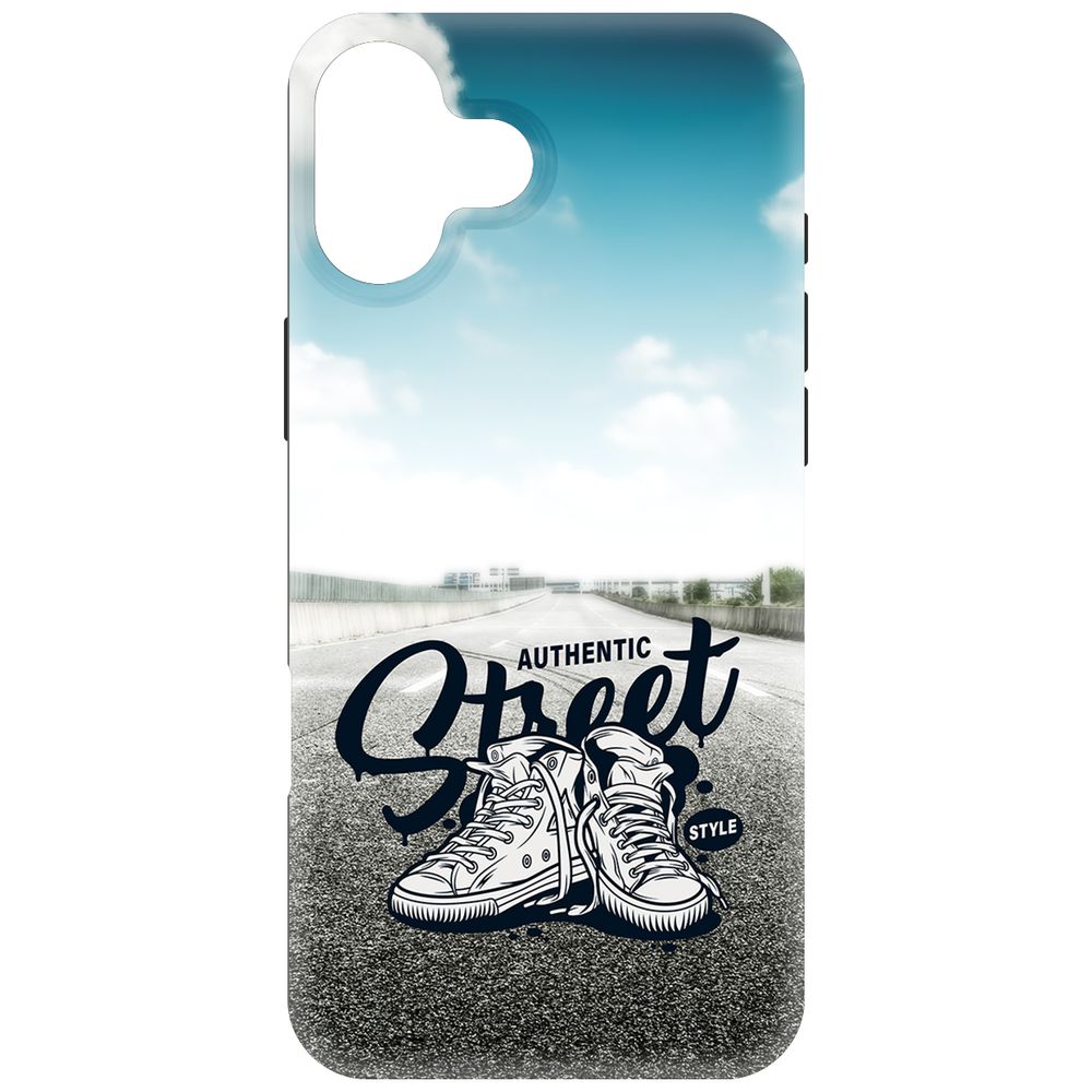 

Чехол-накладка Krutoff Soft Case Кроссовки мужские Уличный стиль для iPhone 16 Plus черный