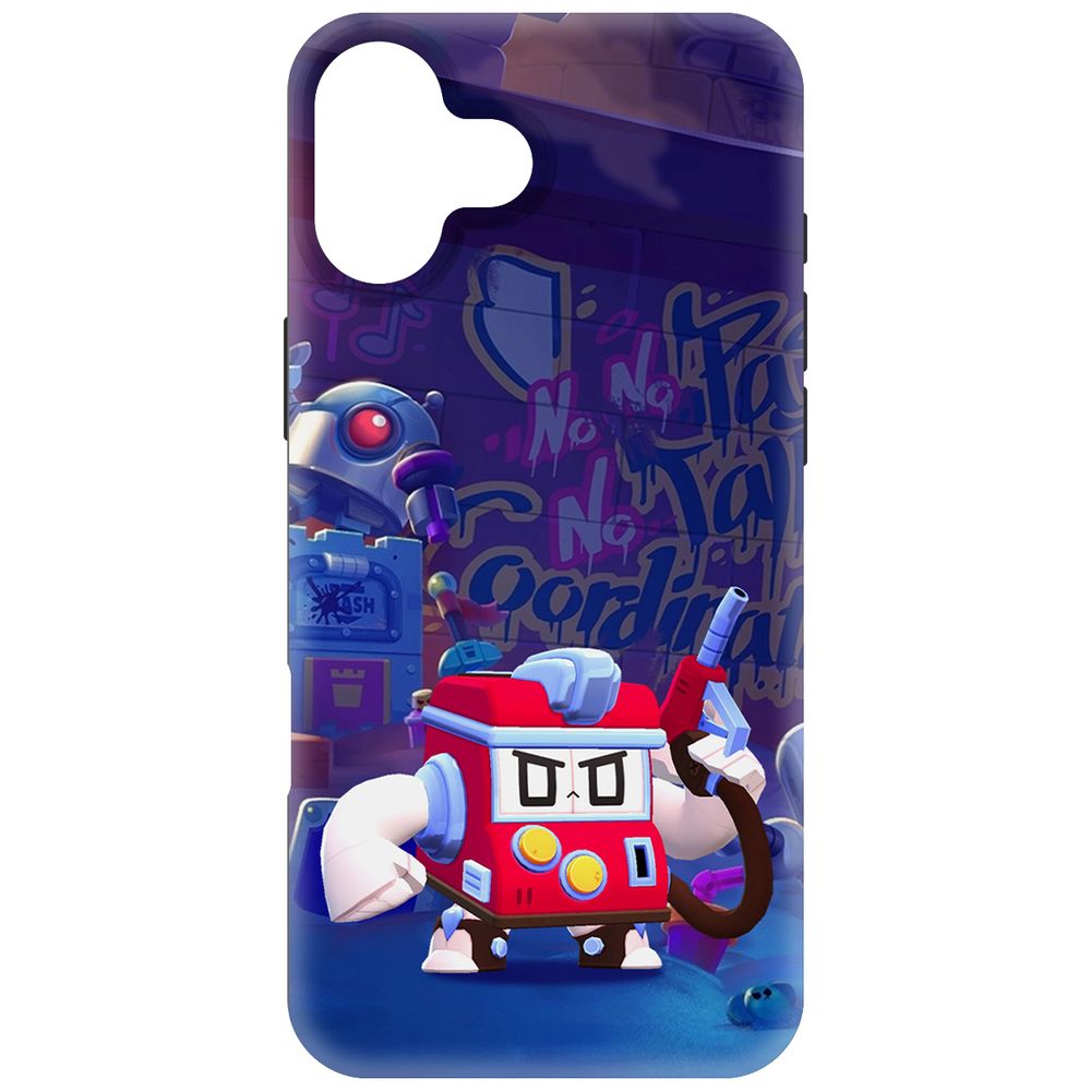 

Чехол-накладка Krutoff Soft Case Brawl Stars - V8-БИТ для iPhone 16 Plus черный