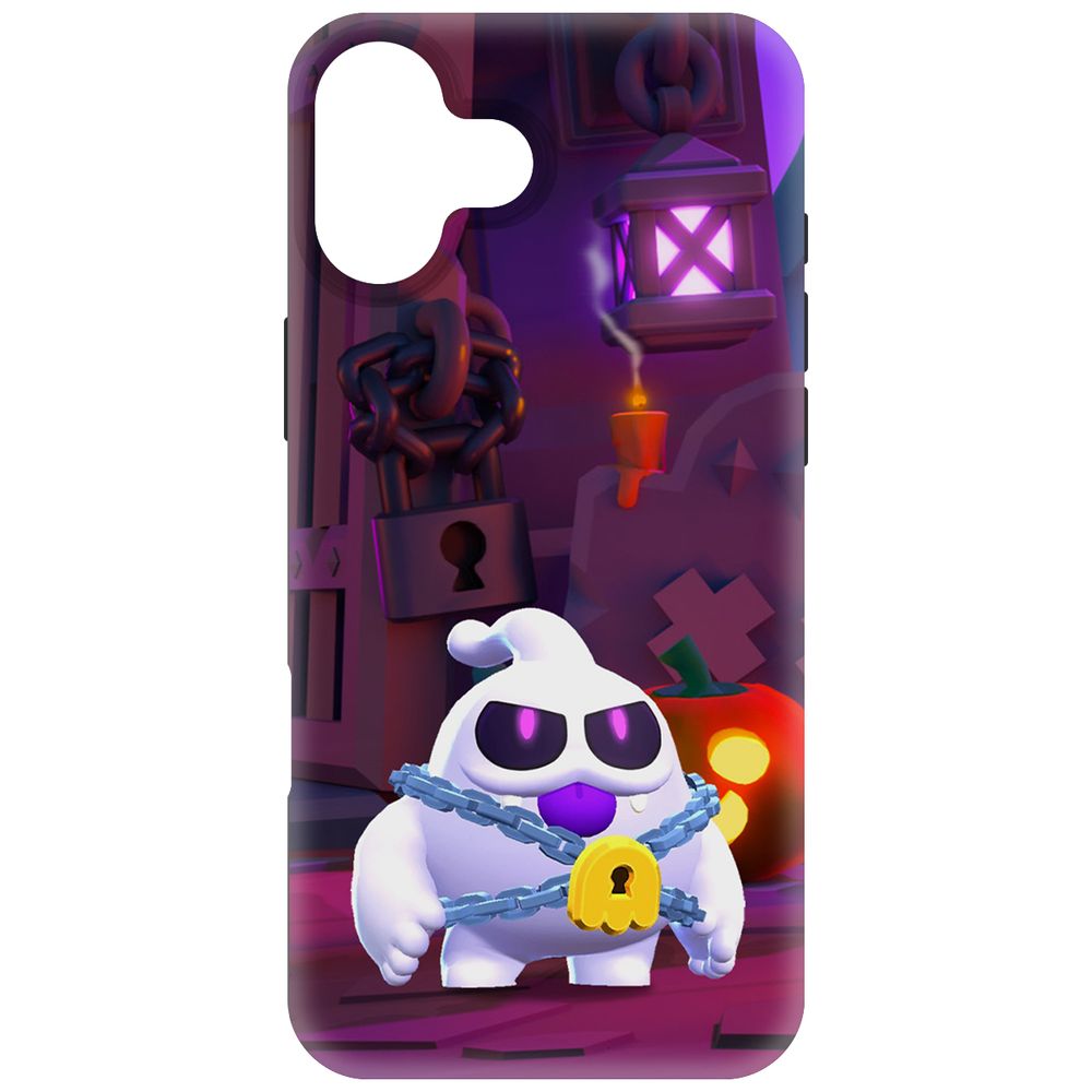 

Чехол-накладка Krutoff Soft Case Brawl Stars - Призрак Скуик для iPhone 16 Plus черный
