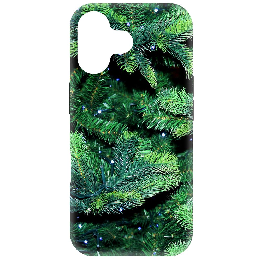 

Чехол-накладка Krutoff Soft Case Еловые лапки для iPhone 16 черный