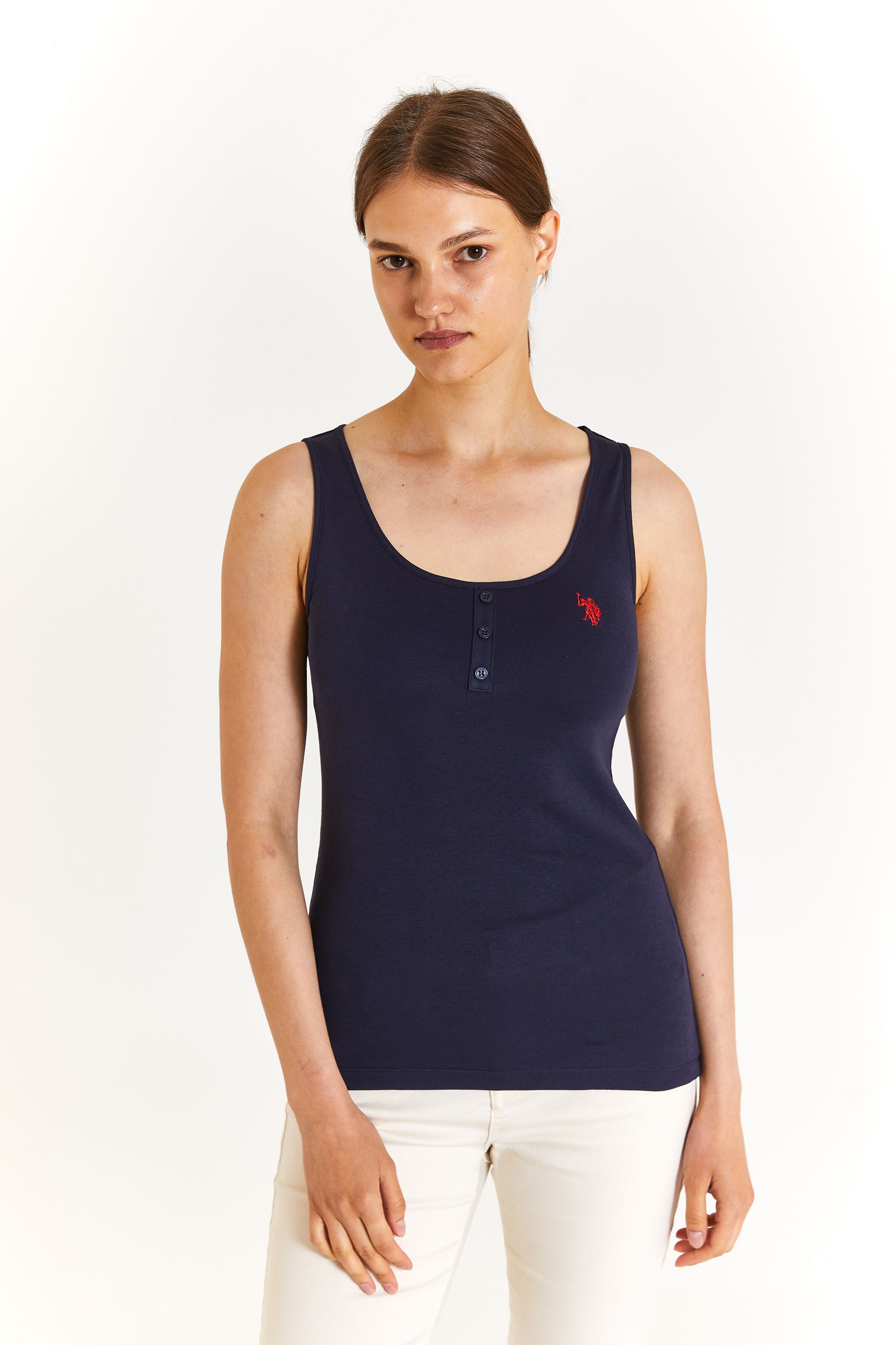 

Майка женская US Polo Assn G082GL0110GEDDA24 синяя M, Синий, G082GL0110GEDDA24