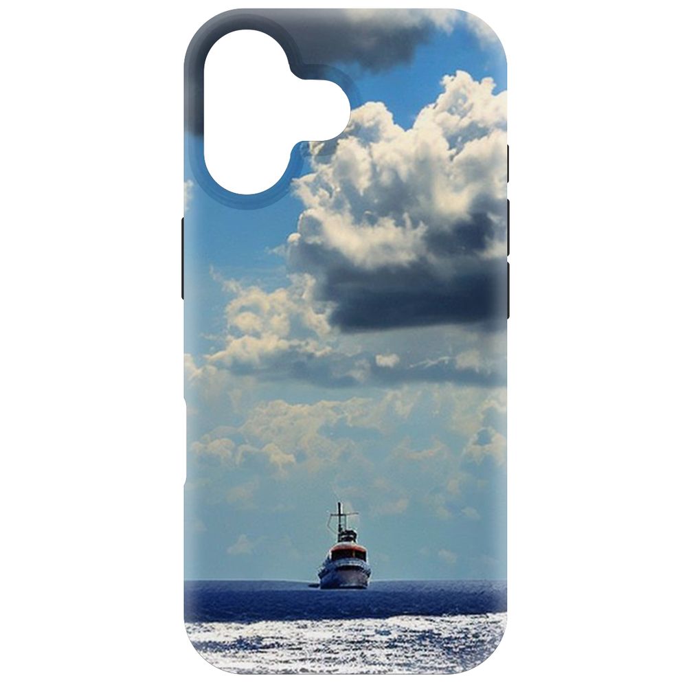 

Чехол-накладка Krutoff Soft Case Море для iPhone 16 черный