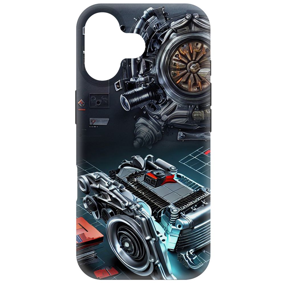

Чехол-накладка Krutoff Soft Case Моторы для iPhone 16 черный