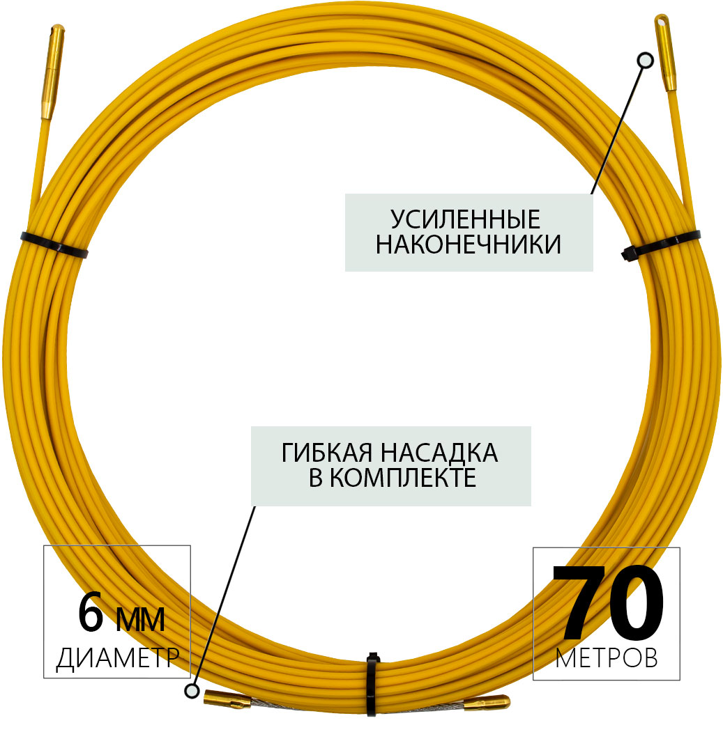 Протяжка кабельная (мини УЗК-кондуктор), диаметр 6,0мм, в бухте (70м)
