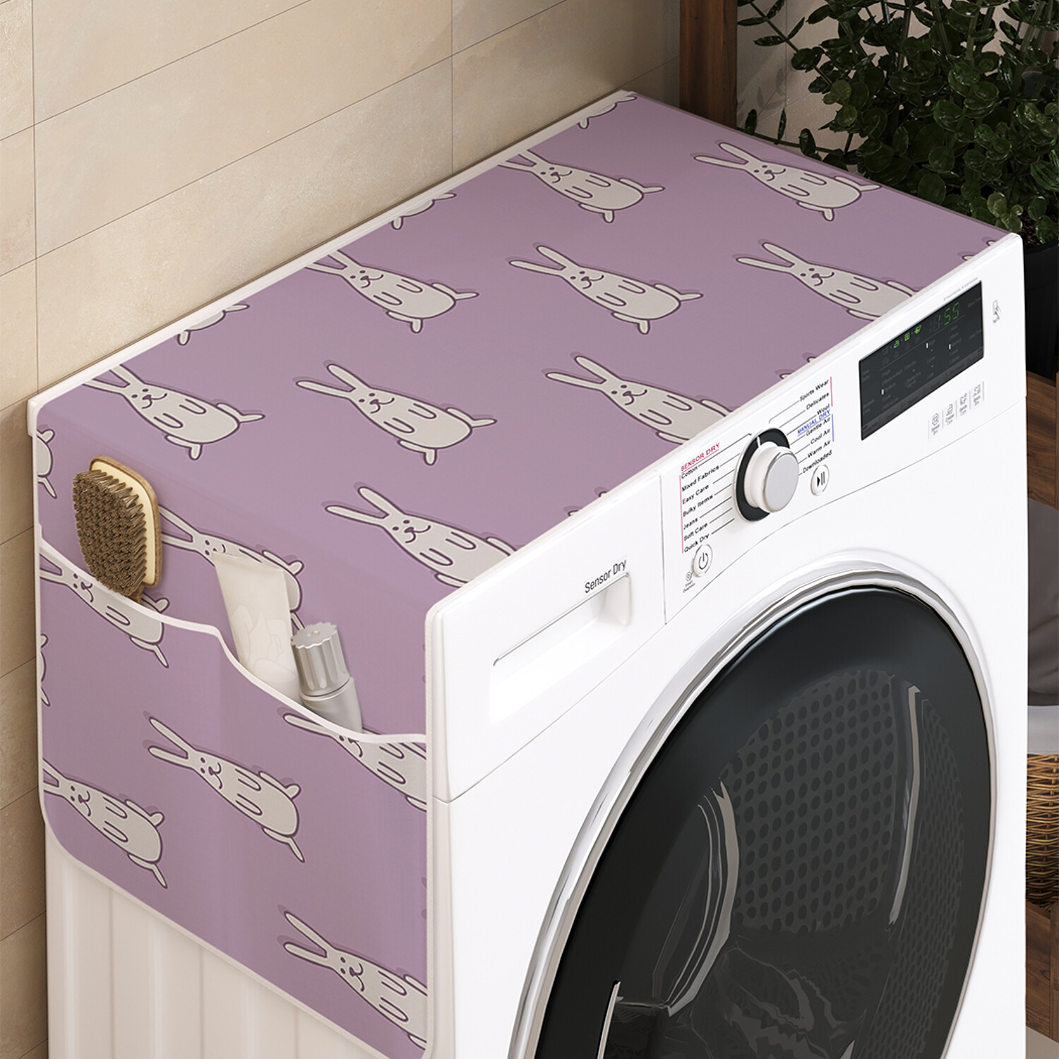 

Чехол накидка для стиральной машины Ambesonne с рисунком 35 на 120, Нашествие зайцев