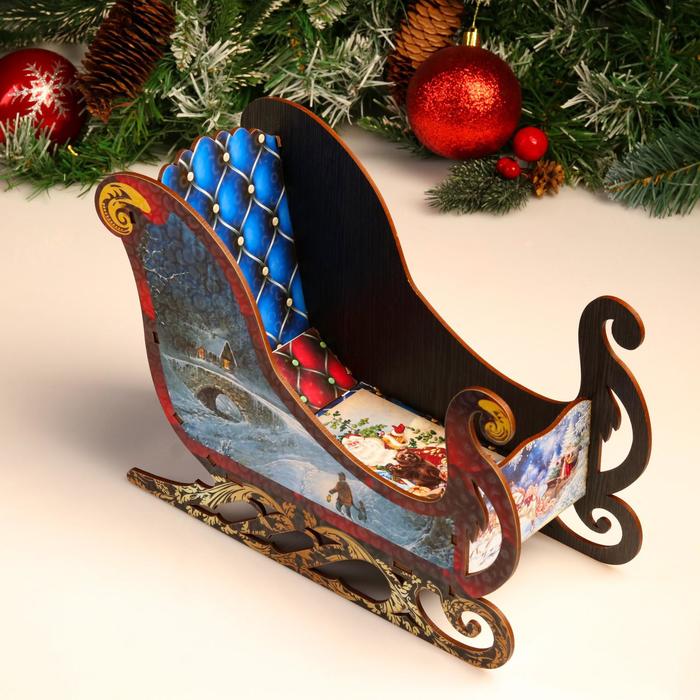 

Шкатулка-Фруктовница " Сани", микс, 28х11,5х20 см